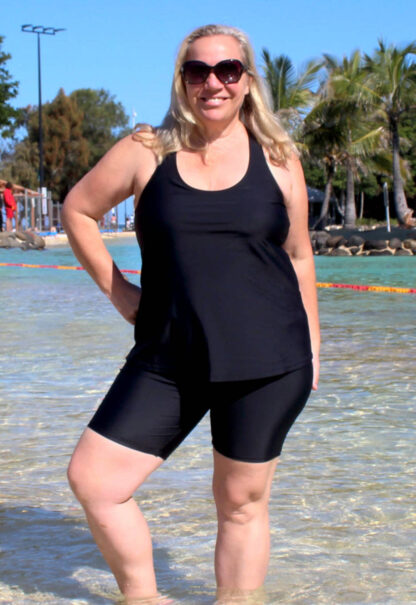 Chlorine Resistant Plus Size Loose Fit Tankini with Shelf Bra