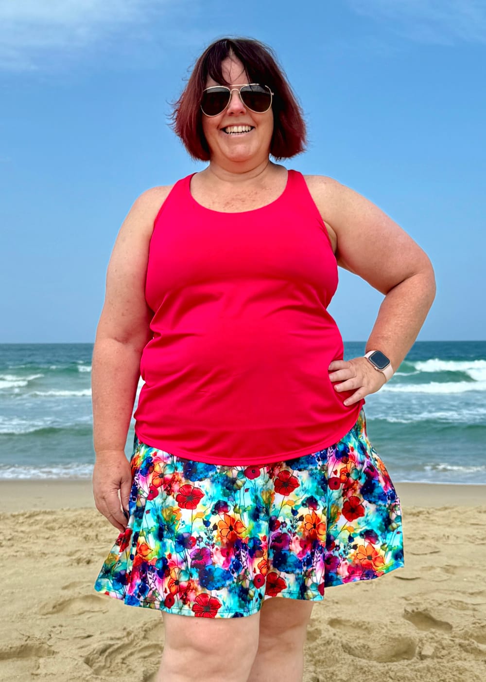 Red Tankini with inner bra plus size