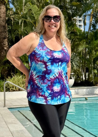 Chlorine Resistant Plus Size Tankini with Shelf Bra - Image 5