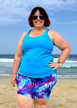 Plus Size Chlorine Resistant Knee Length Swim Shorts with Inner Brief