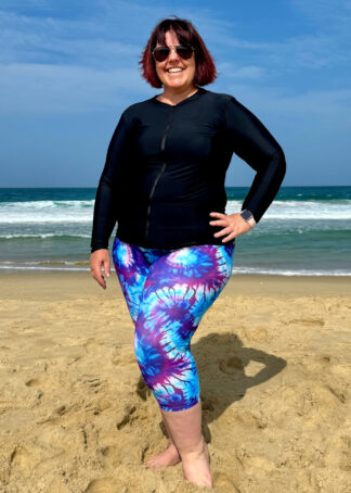Plus Size Chlorine Resistant Three Quarter Length Swim Leggings