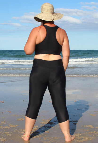 Womens Plus Size Chlorine Resistant Capri Length Swim Pants