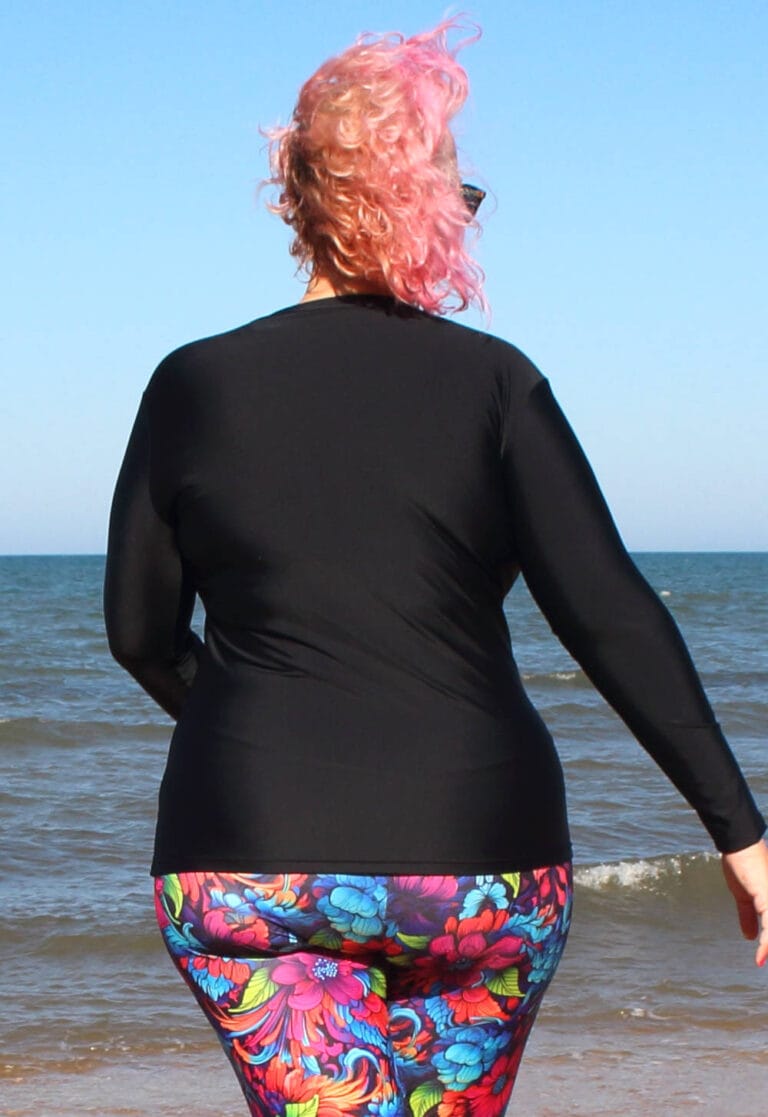 Plus Size Womens Long Sleeve Rashies Sun Safe UV Protection Swimwear