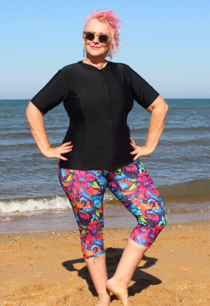 Woman's Plus Size Multi-Coloured Three Quarter Length Swim Pants