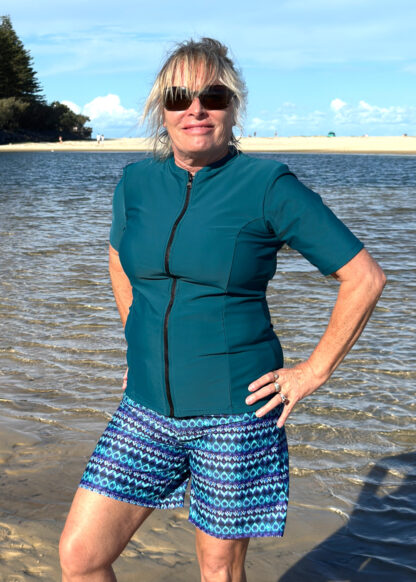 Womens Teal Short Sleeve Rashie
