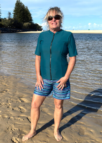 Short Sleeve Swim Shirt with Built in Bra - Image 8