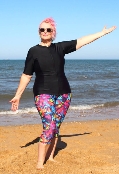 colourful sun safe UV protection swimwear for plus size women