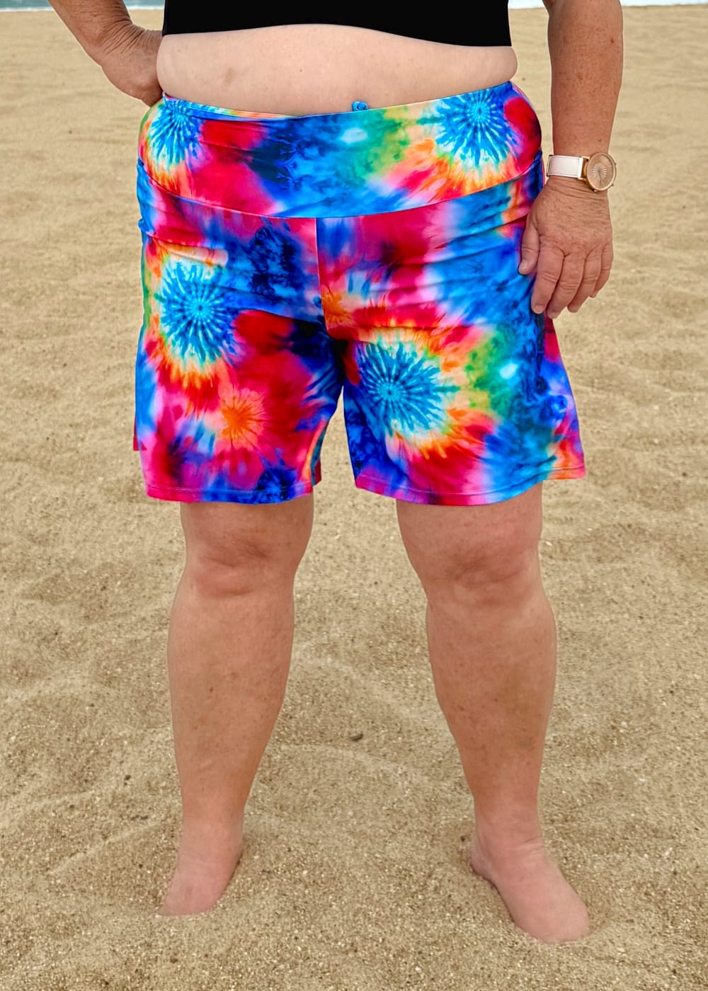 plus size colourful print swim shorts baggy womens beach shorts