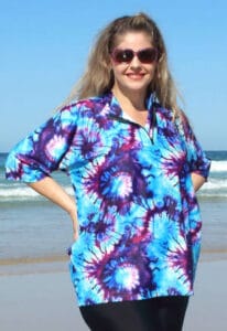 TIE DYE WOMENS BAGGY RASHIE PLUS SIZE BLUE PURPLE
