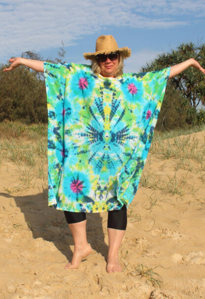 Tie Dye Poncho Dress Long Multi Coloured