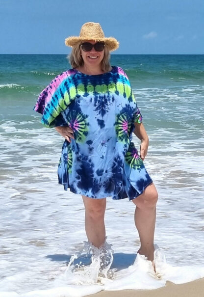 Tie Dye Shirt Dress Beach Poncho Sarong