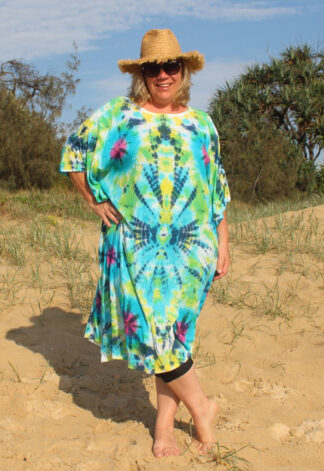 Tie Dye Summer Dress poncho Multi Coloured