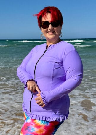 plus size frilly rashie with long sleeve lilac violet