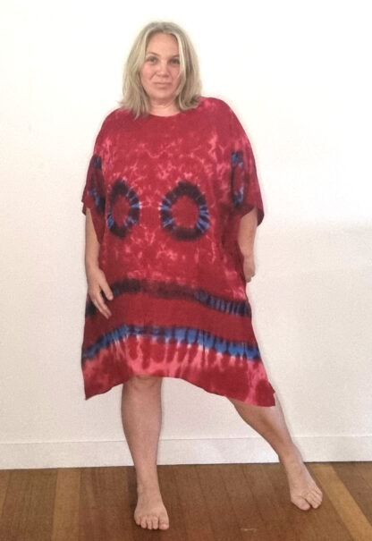 tie dye rayon dress red