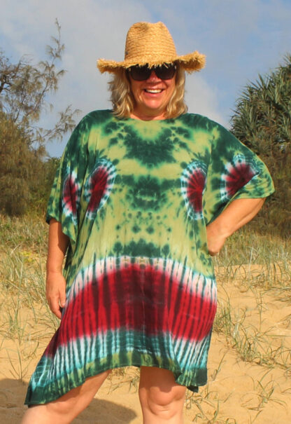 womens tie dye beach poncho green