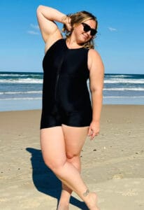 chlorine resistant plus size one piece bathing suit for women boyleg black