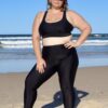 Plus Size High Waist Swim Pants Long Leg with Inner Brief