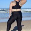 long length high waist band swim leggings for big XL plus size women