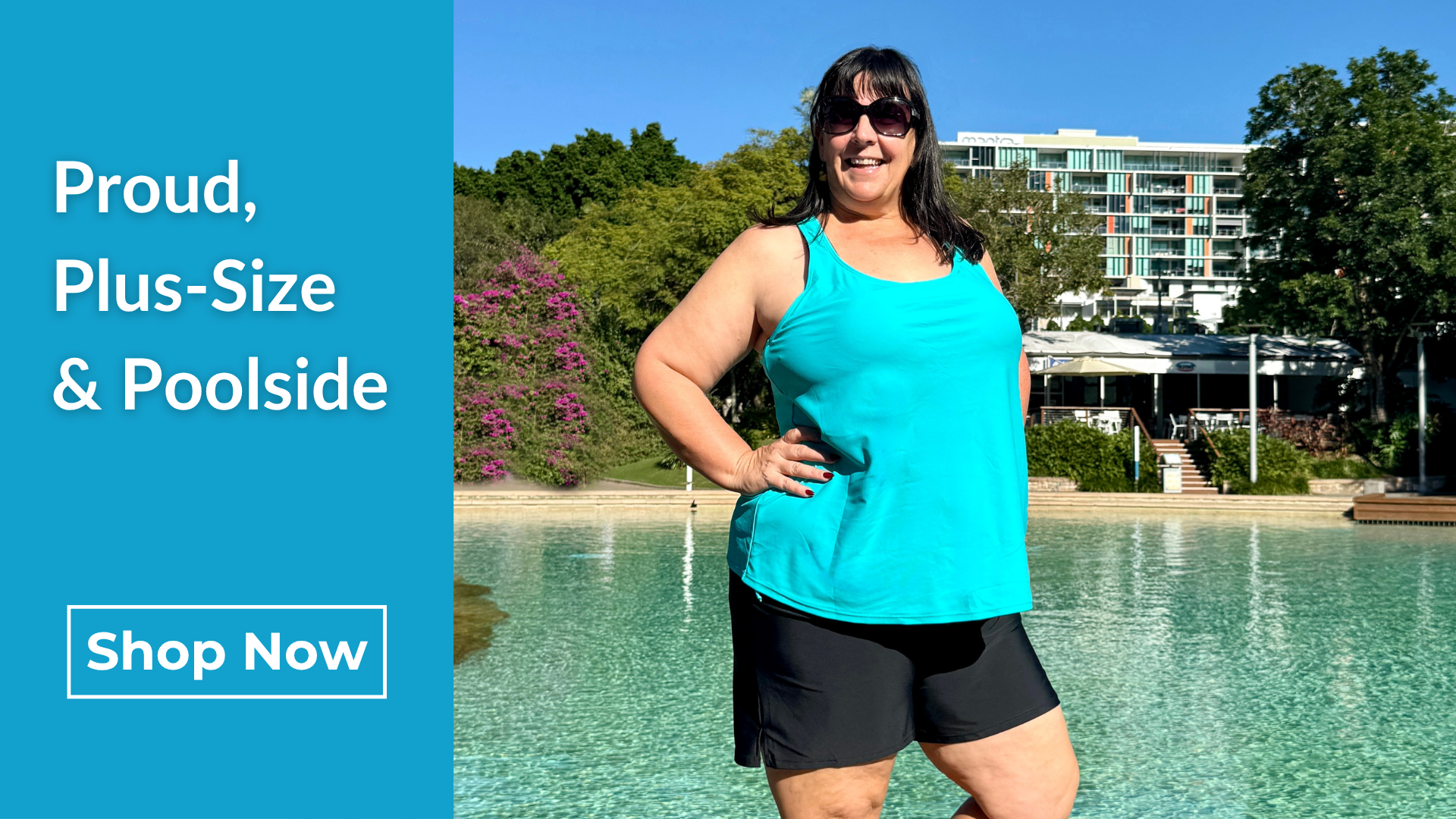 Womens curvy extra large xl swimwear baggy fit Proud, Plus Size & Poolside  swimming pool Hero Image 1920 x 1080