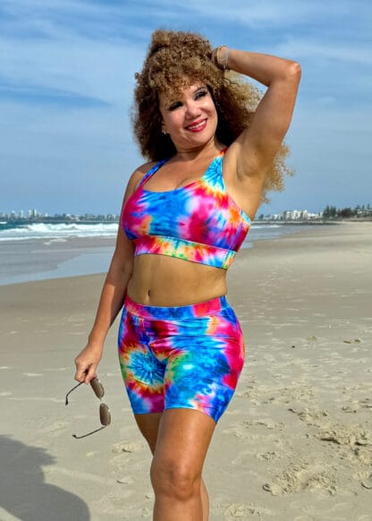 crop top and shorts set printed design