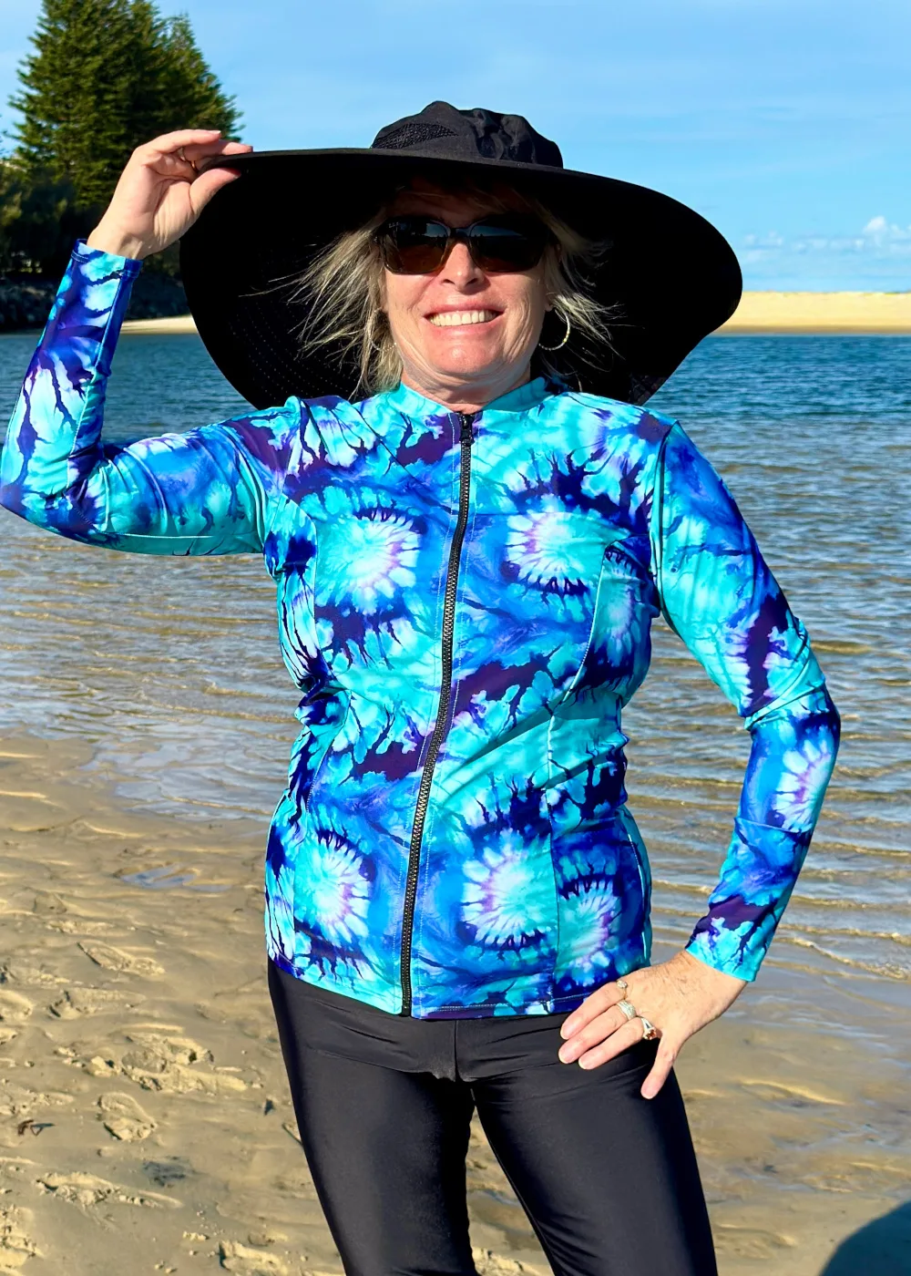 50 UPF Long Sleeve Rashies Blue Print Australia
