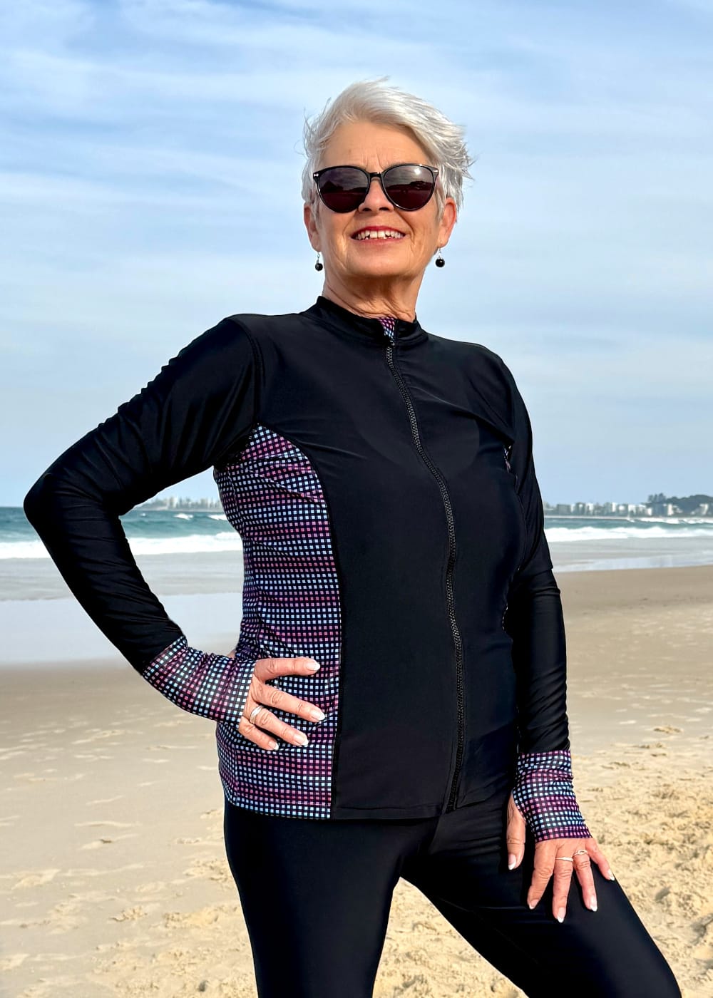 Active Fit Long Sleeve Rashie Swim Top with Hand Gloves