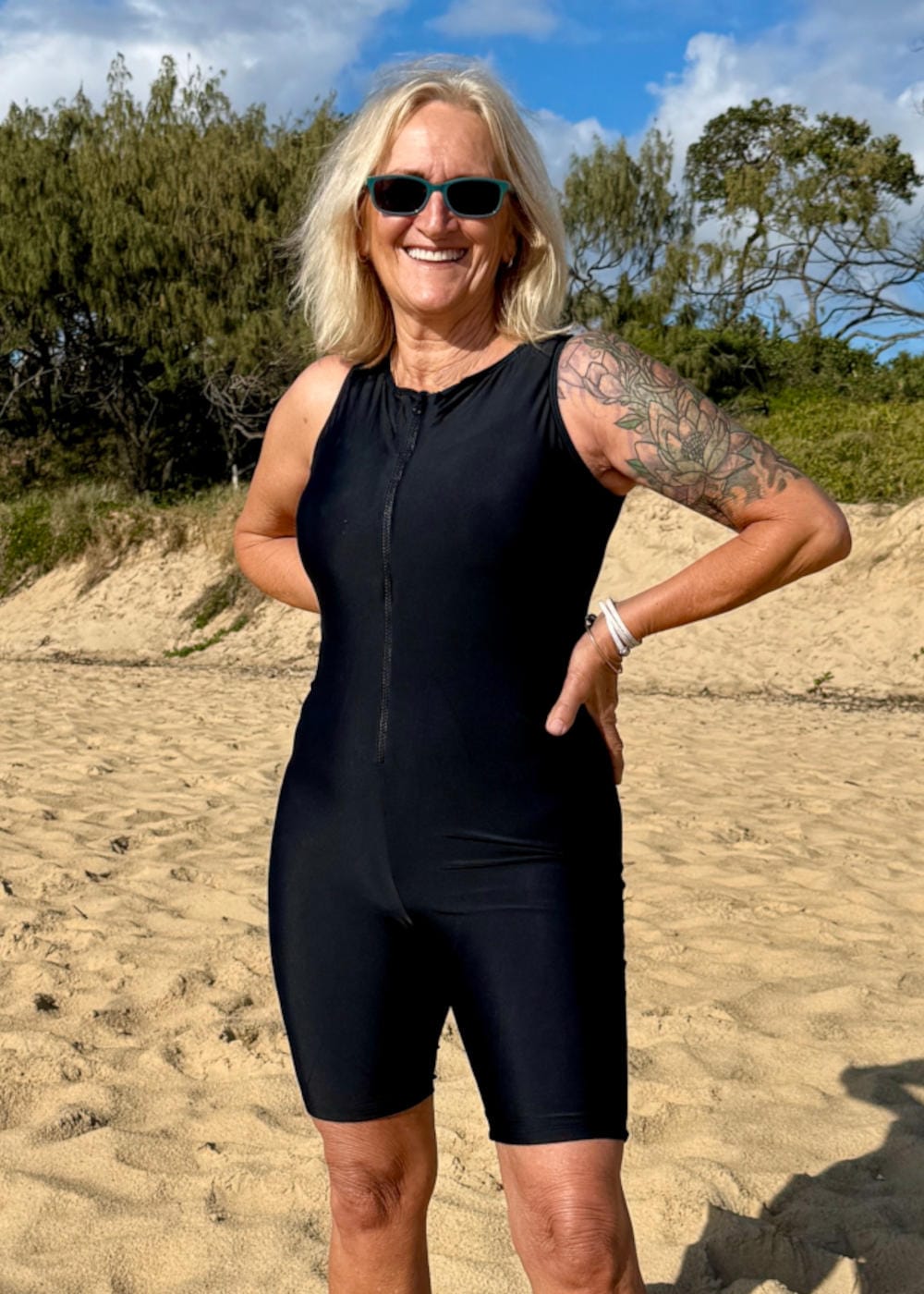 Chlorine Resistant Knee Length One Piece Swimsuit For Women