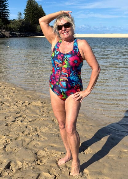 Racer Back One Piece Swimsuit Zip Front - Image 4