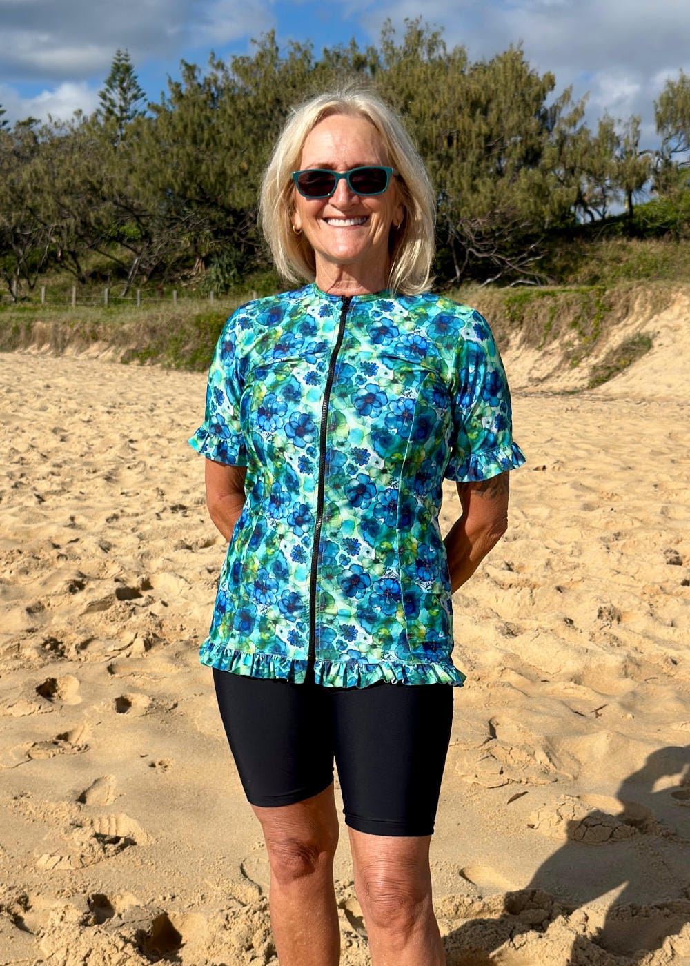 Frilly Blue Floral Rashies brisbane sydney melbourne adelaide perth hobart