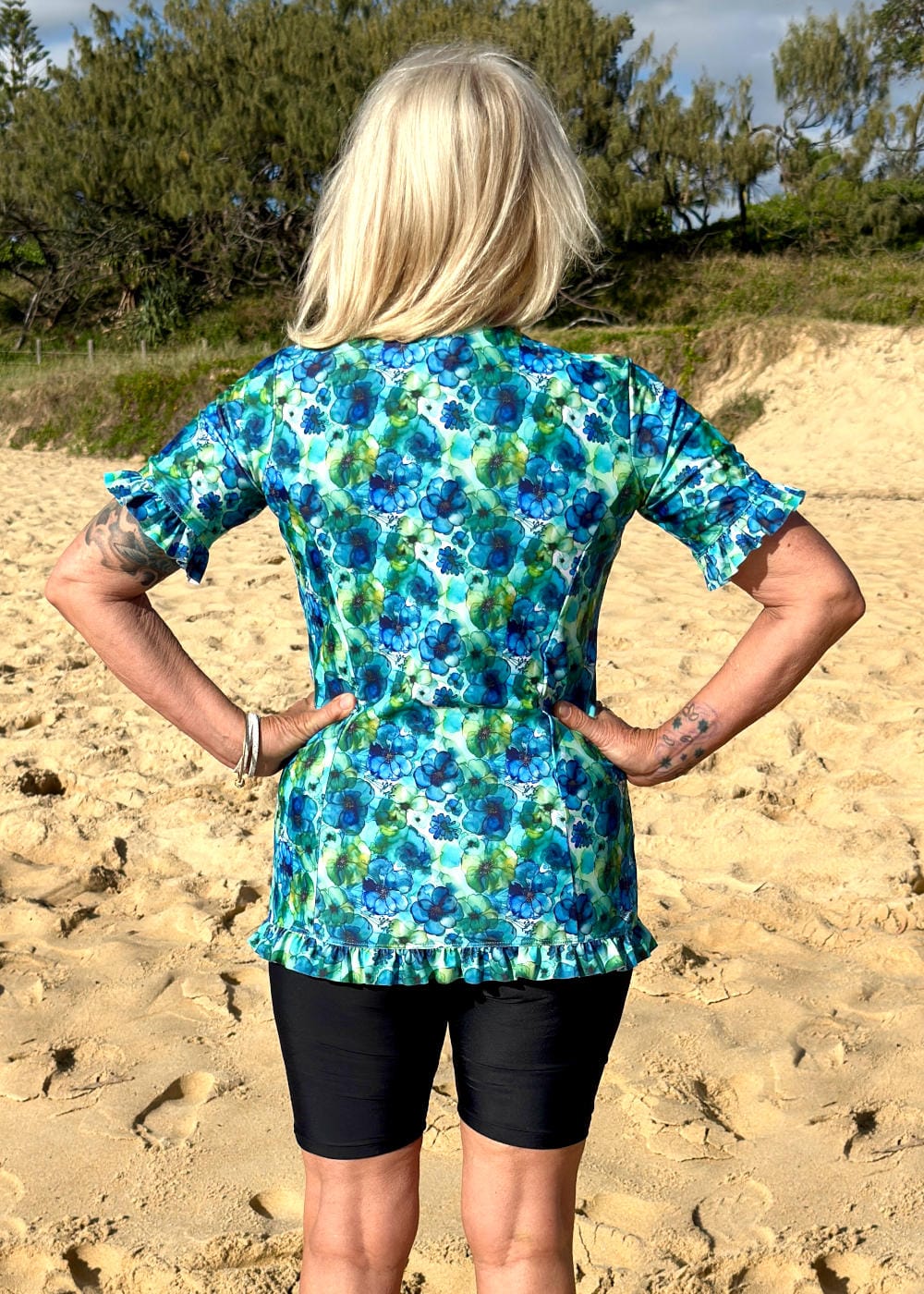Frilly Short Sleeve Zip Up Rash Guard