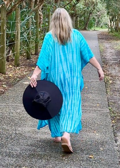 Long Dress Resort Wear flowing Rayon Blue Tie Dye
