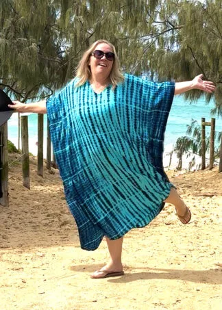 Long Kaftan Dress Hand Tie Dye XL Large
