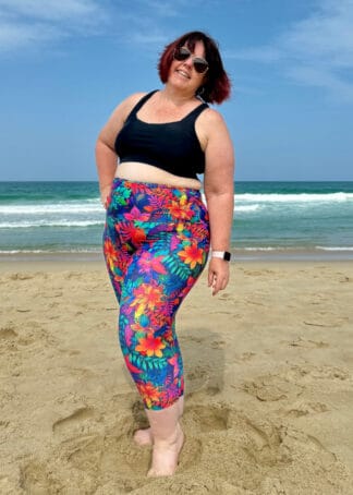 Plus Size Chlorine Resistant Swim Leggings with High Waist