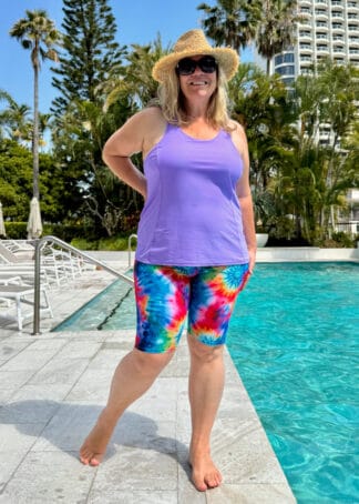 Plus Size High Waist Knee Length Swim Shorts For Women