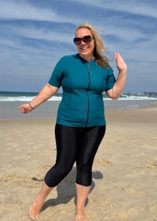 Plus Size High Waist Three Quarter Length Swim Leggings