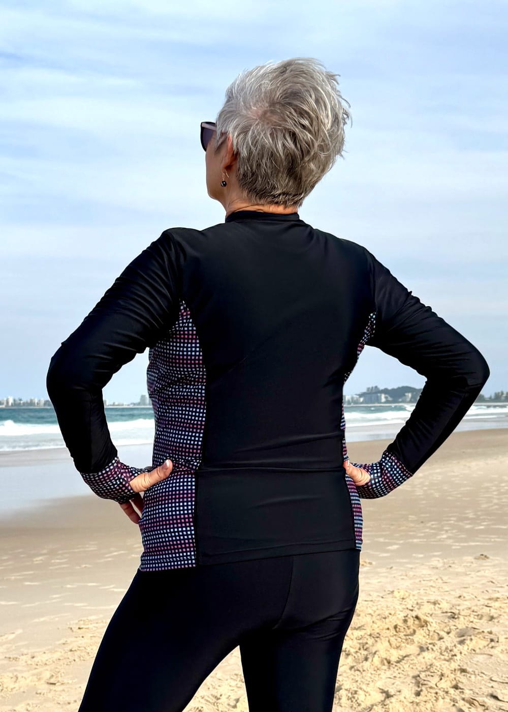 Swim Rash Guard with Extended Hand Protection for women