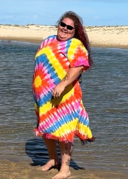 Plus Size Beach Poncho with Tassels - Multi-coloured