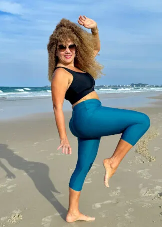 Plus Size Chlorine Resistant Swim Leggings with Inner brief