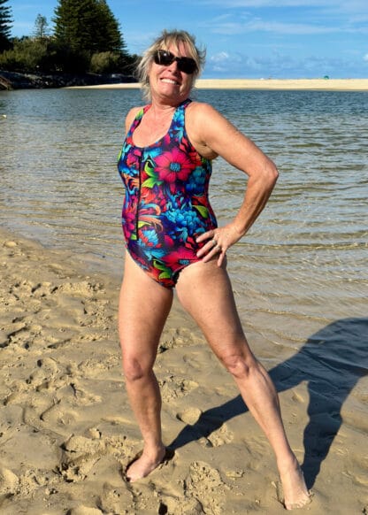 Racer Back One Piece Swimsuit Zip Front - Image 3
