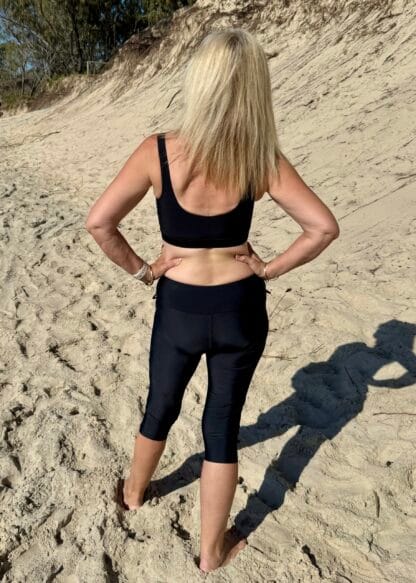 Three Quarter Length High Waist Swim Leggings Chlorine Resistant - Image 7