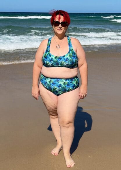 plus size chlorine resistant floral print bikini with high waist