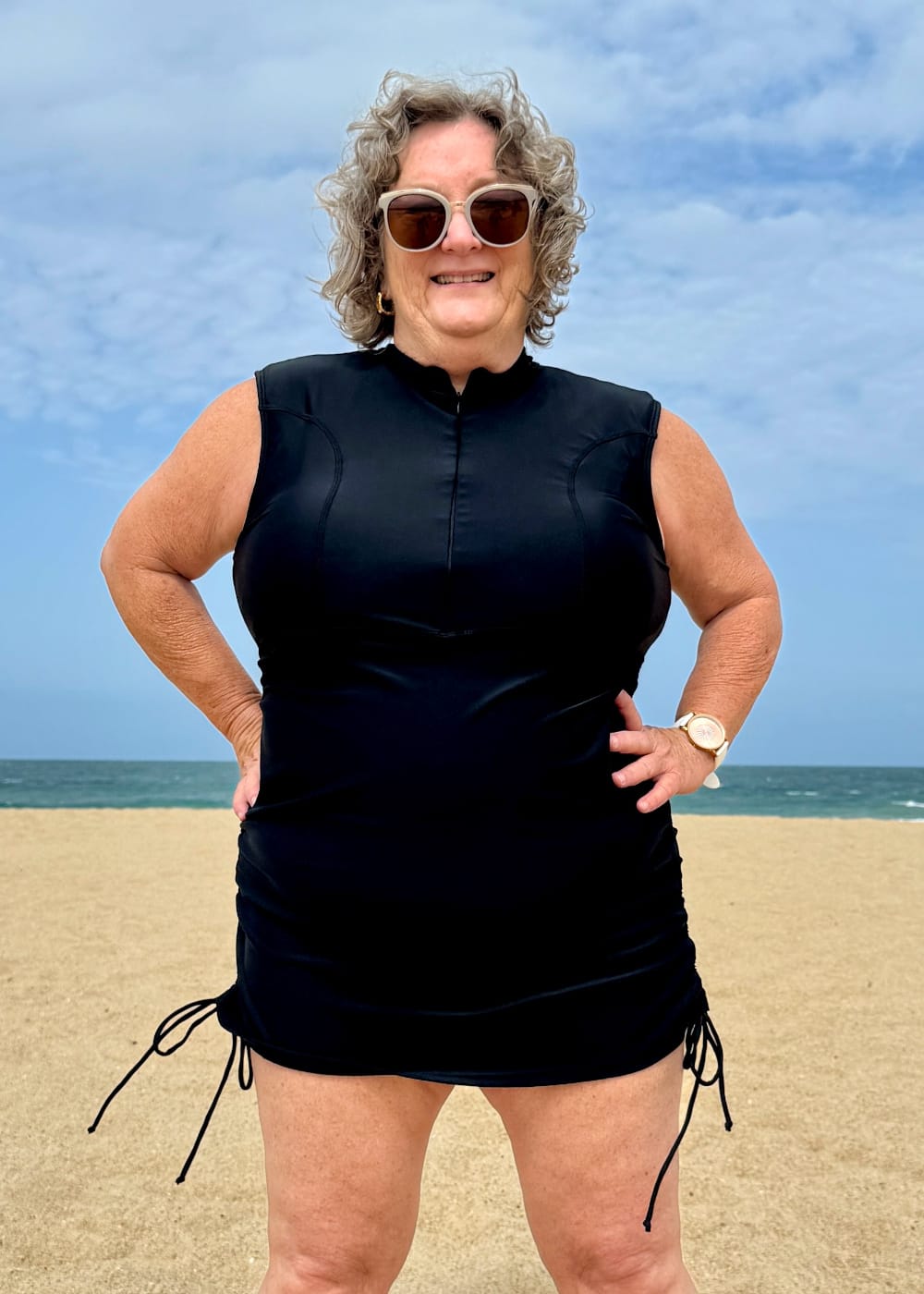 Plus Size 2 Piece Tankini Set with Zip Neck