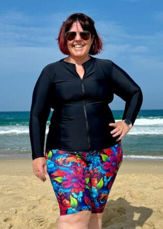 Plus Size Chlorine Resistant High Rise Swim Shorts Above Knee