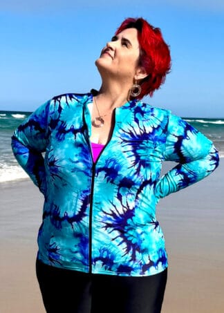 Plus Size Long Sleeve Zip Front Rashie For Women