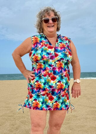 Plus Size Tankini Set with High Neck and Long Adjustable Length