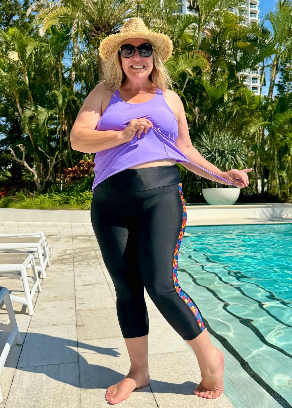 black plus size swim leggings below the knee length womens