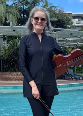 Women's Long Sleeve Zip Front Rashie Front View Zip Open